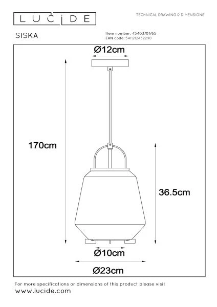 Lucide SISKA - Lámpara colgante - 1xE27 - Ahumado - TECHNISCH